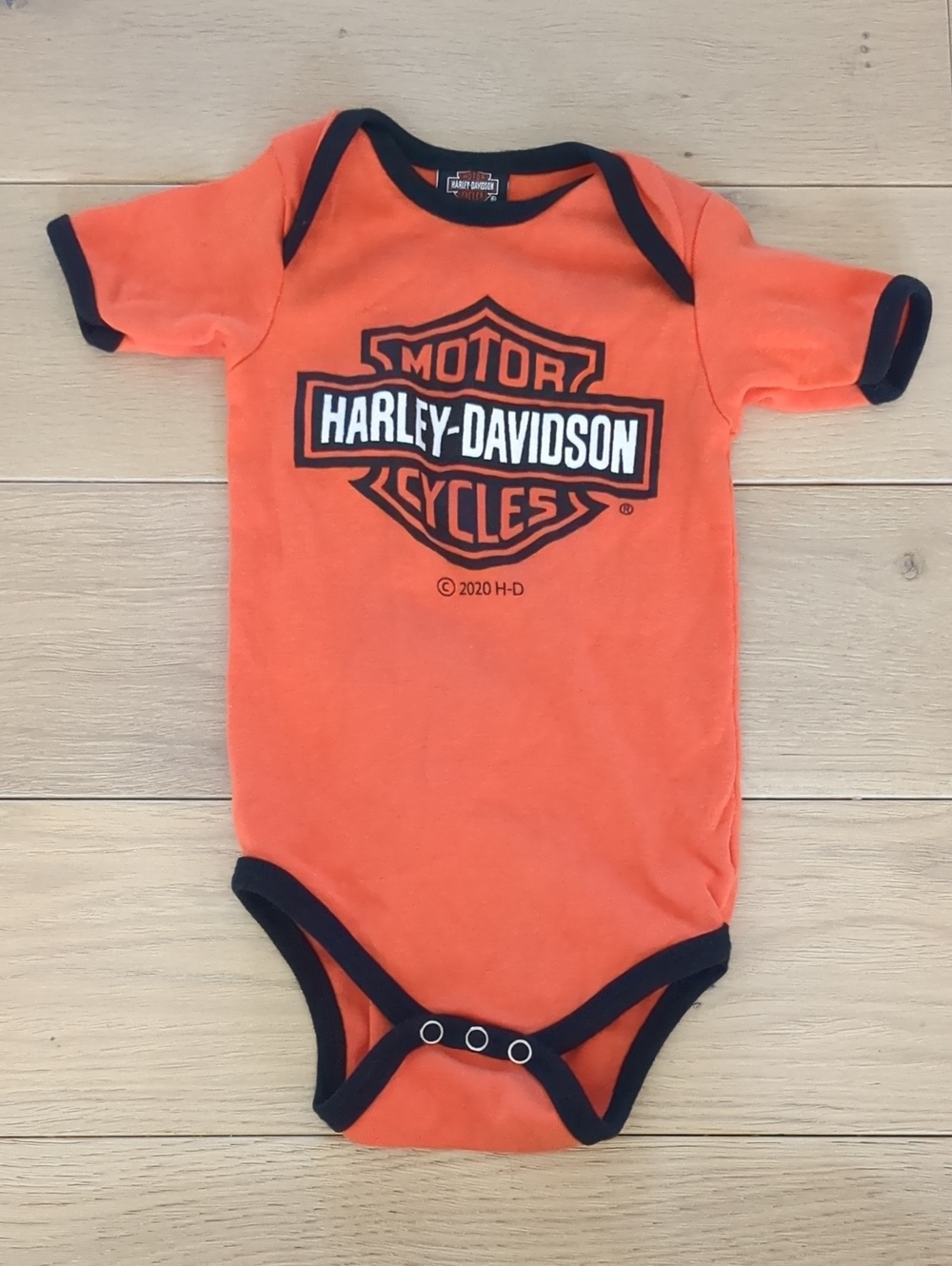 18M Harley Davidson Motorcycles Orange And Black Bodysuit